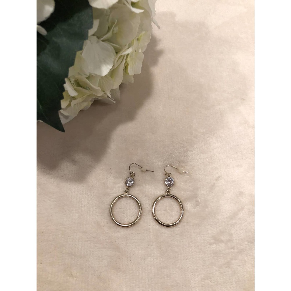 White House Black Market Gold Tone and Rhinestone Earrings